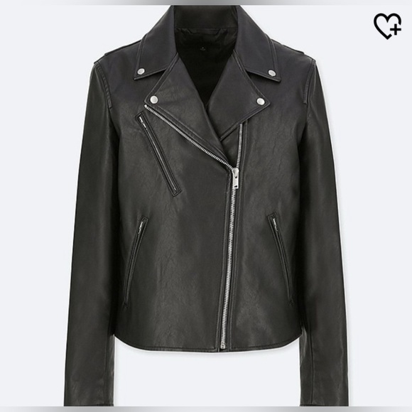 UNIQLO Women’s Black Leather Riders Jacket - Picture 1 of 7